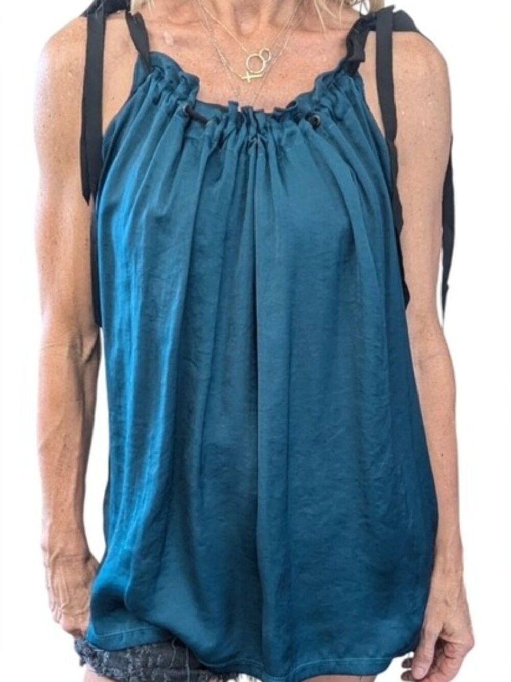 Lanvin Paris France Draped Satin Open Back Halter Blouse 40